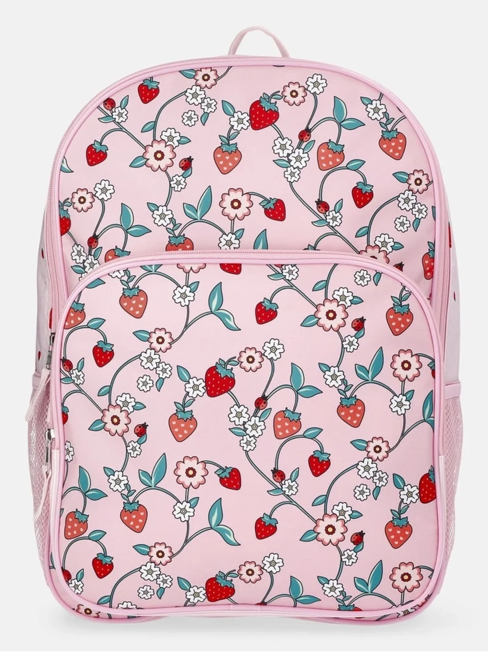 Kids Pink Strawberry Floral Backpack School Bag W